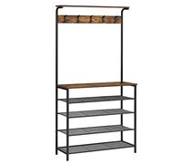 Vasagle Hallway Coat Rack Bench 4 Shoe Shelves Rustic Brown/Black