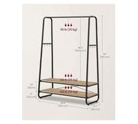 Vasagle Clothes Rail, Clothes Rack With 2 Shelves, 6 S-Shaped Hooks, Steel Frame, For Bedroom