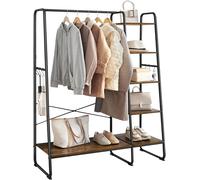 VASAGLE Clothes Rail Clothes Rack with Shoe Rack, 5 Tier Storage Rack, 6 Side H