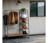 Vasagle Clothes Rail Clothes Rack With Shoe Rack, 5 Tier Storage Rack, 6 Side Hooks, For Bedroom, Living Room