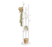 VASAGLE Coat Rack, 11 Hooks, 3 Shelves, Large Base, 2 Ways to Use Wheels