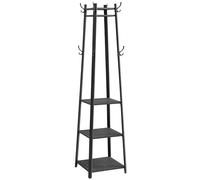 VASAGLE Coat Rack, Coat Stand with 3 Shelves, Hall Tree Free Standing with Hooks for Scarves, Bags, Umbrellas, Steel Frame, Industrial Style, for Entryway, Living Room, Charcoal Gray ULCR080B03
