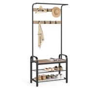 VASAGLE Coat Rack - Coat Stand with Shoe Storage Bench - 4-in-1 Design