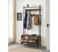 VASAGLE Coat Rack Hall Tree with Bench Hooks & Shoe Storage in Black VASAGLE Black