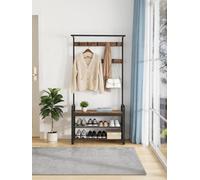 Vasagle Coat Rack, Hall Tree With Shoe Bench, Entryway Bench With Coat Rack, 9 Removable Hooks, A Hanging Rod