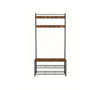 Vasagle Coat Rack, Hall Tree With Shoe Storage Bench, 32 X 85 X 175 Cm, Industrial, Rustic Brown And Black