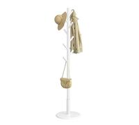 VASAGLE Coat Rack, Solid Wood Coat Stand, Free Standing Hall Coat Tree with 8 Hooks for Coats, Hats, Bags, Purses, for Entryway, Hallway, Rubberwood Hooks and Pole, Cloud White RCR009WH01