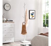 Vasagle Coat Rack, Solid Wood Coat Stand, Free Standing Hall Coat Tree With 8 Hooks For Coats, Hats, Bags, Purses, Cloud White