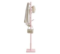 VASAGLE Coat Rack, Solid Wood Coat Stand, Free Standing Hall Coat Tree with 8 Hooks for Coats, Hats, Bags, Purses, for Entryway, Hallway, Rubberwood Hooks and Pole, Jelly Pink RCR010R01