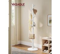 Vasagle Coat Rack, Solid Wood Coat Stand, Free Standing Hall Coat Tree With 8 Hooks For Coats, Hats, Bags, Purses, For Entryway