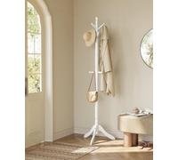 Vasagle Coat Rack Stand, Coat Tree With 10 Hooks For Hats, Bags, Purses, Free Standing For Hallway, Rubberwood, Cloud White