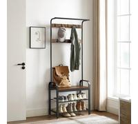 VASAGLE Coat Rack with Shoe Bench Hooks & Clothes Rail in Dark Brown VASAGLE Dark Brown