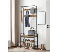 VASAGLE Coat Rack with Shoe Bench Hooks & Clothes Rail in Light Bronze VASAGLE Light Bronze