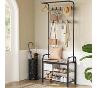 VASAGLE Coat Rack with Shoe Bench Hooks & Clothes Rail in Medium Beige VASAGLE Medium Beige
