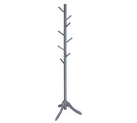 VASAGLE Coat Stand, Solid Wood Coat Rack with 8 Hooks, Hall Tree with 3 Adjustable Heights, for Coats, Jackets, Bags, Hallway, Bedroom, Grey RCR01GY