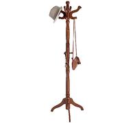 VASAGLE Coat Rack Free Standing with 11 Hooks, Wooden Hall Tree Coat Hat Tree Coat Holder with Solid Rubberwood Base for Coat, Hat, Clothes, Scarves, Handbags, Umbrella, Dark Walnut URCR05WN