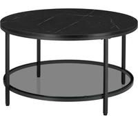 Vasagle Coffee Table, Living Room Table, Sofa Cocktail Table Faux Marble Round, Marble White And Black