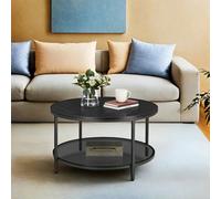 Vasagle Coffee Table, Living Room Table, Sofa Cocktail Table Faux Marble Round, Tempered Glass Storage Shelf, Easy To Assemble