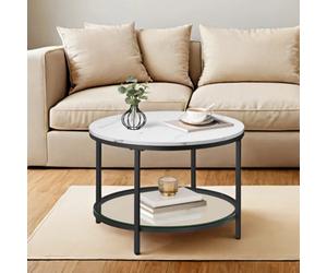 Vasagle Coffee Table, Living Room Table, Sofa Cocktail Table, Tempered Glass Storage Shelf, Easy To Assemble, Modern Style