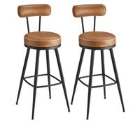 VASAGLE Collection - 360?Swivel Bar Stools Set of 2, Counter Chairs with Backs, Synthetic Leather with Stitching, Mid-Century Modern, 76 cm Tall, Kitchen Home Bar, Caramel Brown EKHO LBC889K88