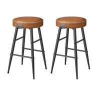 VASAGLE Collection - Bar Stools Set of 2, Kitchen Counter, Breakfast, Synthetic Leather with Stitching, Mid-Century Modern, 63 cm Tall, Home Bar, Easy Assembly, Caramel Brown EKHO LBC080K88
