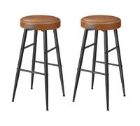 VASAGLE Collection - Bar Stools Set of 2, Kitchen Counter, Breakfast, Synthetic Leather with Stitching, Mid-Century Modern, 76.2 cm Tall, Home Bar, Easy Assembly, Caramel Brown EKHO LBC090K88