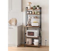 VASAGLE Compact Kitchen Rack with Power Outlet & Hooks in Dark Brown VASAGLE Dark Brown