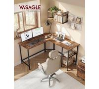 LEDREM Computer Desk, L-Shaped Corner Desk, 120 X 130 X 76 Cm, Gaming Desk, Workstation With 2 Storage Shelves For Home Office