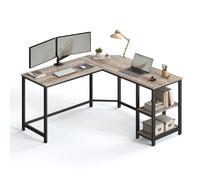 VASAGLE Computer Desk, L-Shaped Corner Desk, Gaming Desk, Workstation with 2 Storage Shelves for Home Office, Space-Saving, Easy to Assemble, Greige