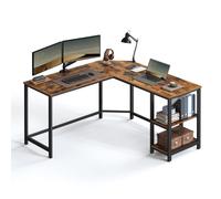 VASAGLE Computer Desk, L-Shaped Corner Desk, Gaming Desk, Workstation with 2 Storage Shelves for Home Office, Space-Saving, Easy to Assemble, Rustic