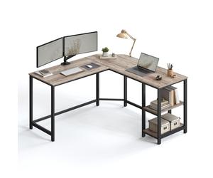 VASAGLE Computer Desk, L-Shaped Corner Desk, Gaming Desk, Workstation with 2 Storage Shelves for Home Office, Space-Saving, Easy to Assemble, Greige