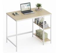 Home Office Computer Desk 100x50cm Modern Style Dual Shelves Beige White