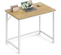VASAGLE Computer Desk, Office Desk, 80 x 50 x 76 cm, for Study, Bedroom, Living Room, Natural Oak and Pearl White LWD038W70