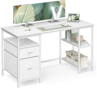 VASAGLE Computer Desk, Work Desk with Storage, 3 Shelves, 2 Drawers, 140 x 60 x