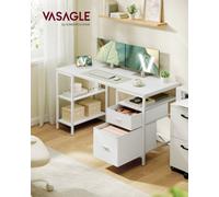 Vasagle Computer Desk, Work Desk With Storage, 3 Shelves, 2 Drawers, 140 X 60 X 76 Cm, For Home Office, Living Room, Modern Style