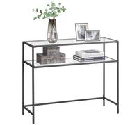 VASAGLE Console Table, Entrance Table, Sofa End, Tempered Glass Table Top, Metal Frame, 2 Levels, Adjustable Legs, for Living Room, Entrance, Hallway,