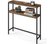 2-Tier Console Table for Hallway, 80W / Rustic Brown + Ink Black