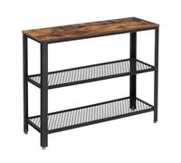 VASAGLE Console Table, Side Table, Sideboard, with 2 Lattice Shelves, for Living Room, Hallway, 101.6 x 35 x 80 cm, Steel Frame, Industrial Style, Rustic Brown and Black LNT81BX