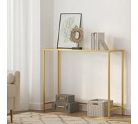 Vasagle Console Table, Side Table, Tempered Glass Tabletop, Modern Sofa Table, Adjustable Feet, Gold