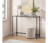 VASAGLE Console Table Tempered Glass Top Heavy Duty Adjustable Legs in Black VASAGLE Black