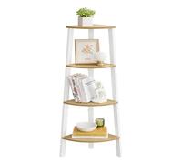 Antique Corner Shelf Rack, Natural Oak + Matte White