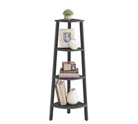 VASAGLE Corner Shelf, 4-Tier Ladder Shelving Unit, 3-Leg Design | Display Shelves for Living Room, 33.4 x 33.4 x 124.5 cm, Charcoal Grey and Matte Black, BARNET Collection LLS034B22