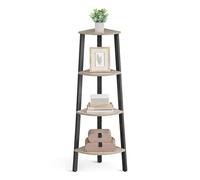 VASAGLE Corner Shelf, 4-Tier Ladder Shelving Unit, 3-Leg Design | Display Shelves for Living Room, 33.4 x 33.4 x 124.5 cm, Beige and Black, BARNET Collection LLS034M01