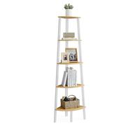 5-Tier Corner Shelf Unit, Natural Oak + Matte White