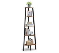 VASAGLE Corner Shelf, 5-Tier Industrial Ladder Bookcase, Storage Rack, with Metal Frame, for Living Room, Home, Office, Rustic Brown LLS35X