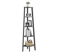 VASAGLE Corner Shelf, 5-Tier Ladder Shelving Unit, 3-Leg Design | Display Shelves for Living Room, 37.2 x 37.2 x 159 cm, Charcoal Grey and Matte Black, BARNET Collection LLS035B02