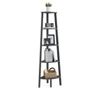 VASAGLE Corner Shelf Unit, 5-Tier Corner Shelf, Ladder Shelf for Living Room, Bookshelf or Plant Stand, Industrial Accent Furniture, Charcoal Gray an