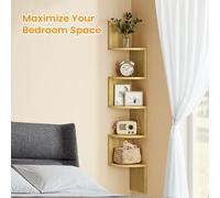 Vasagle Corner Shelf Wall Mount, 5-Tier Floating Corner Bookshelf, For Bedroom, Living Room