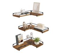 VASAGLE Corner Shelves, Set of 3 L-Shaped Wall Floating Shelves | Modern basic, for Living Room, Bedroom, Kitchen, Rustic Brown, Colex Collection LLS833KD01