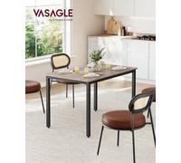 Vasagle Dining Table, Kitchen Table, 70 X 110 X 77 Cm, Dining Table For 4 People, Living Room Desk, Heather Greige And Ink Black